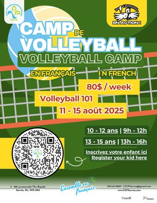 Camp de volleyball (11 au 15 août 2025) – En français