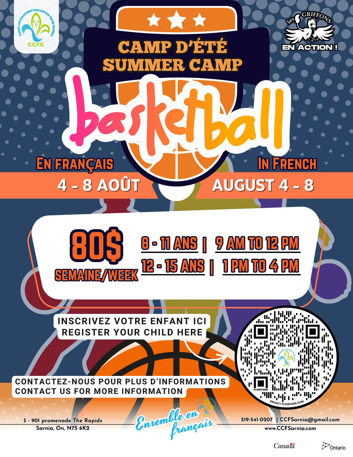 Camp d’été de Basketball en français!