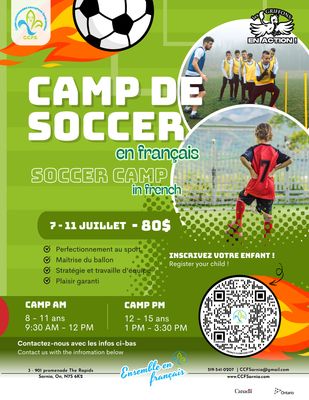 Camp de soccer en français au CCFS – Du 7 au 11 juillet !