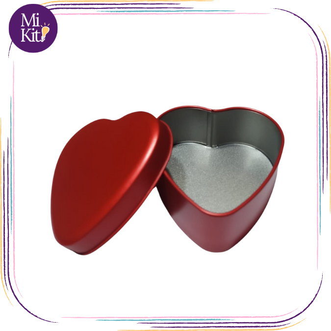 Recipiente metálico con forma de corazón, color rojo 7.5 onzas
