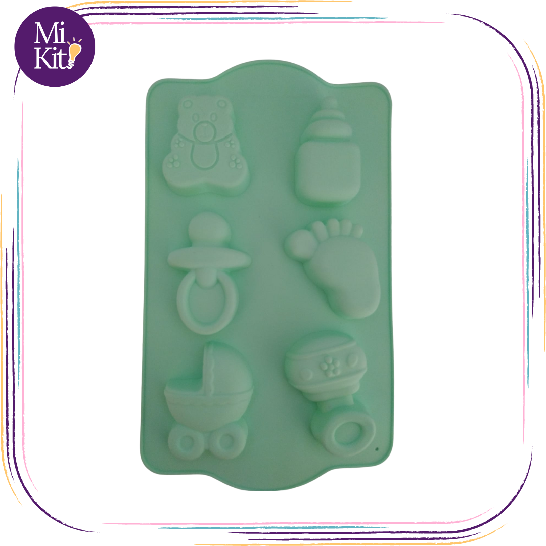 Molde de silicón figuras baby shower mediano