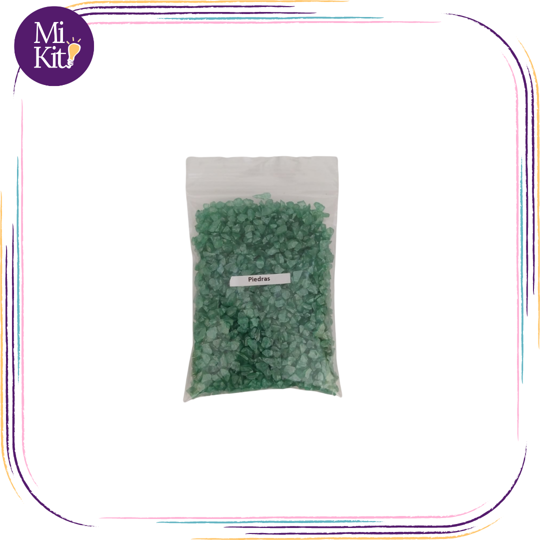 Piedritas de vidrio metálico verde