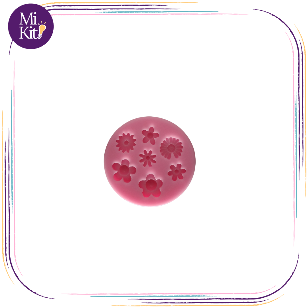 Molde de silicón 7 flores varias mini