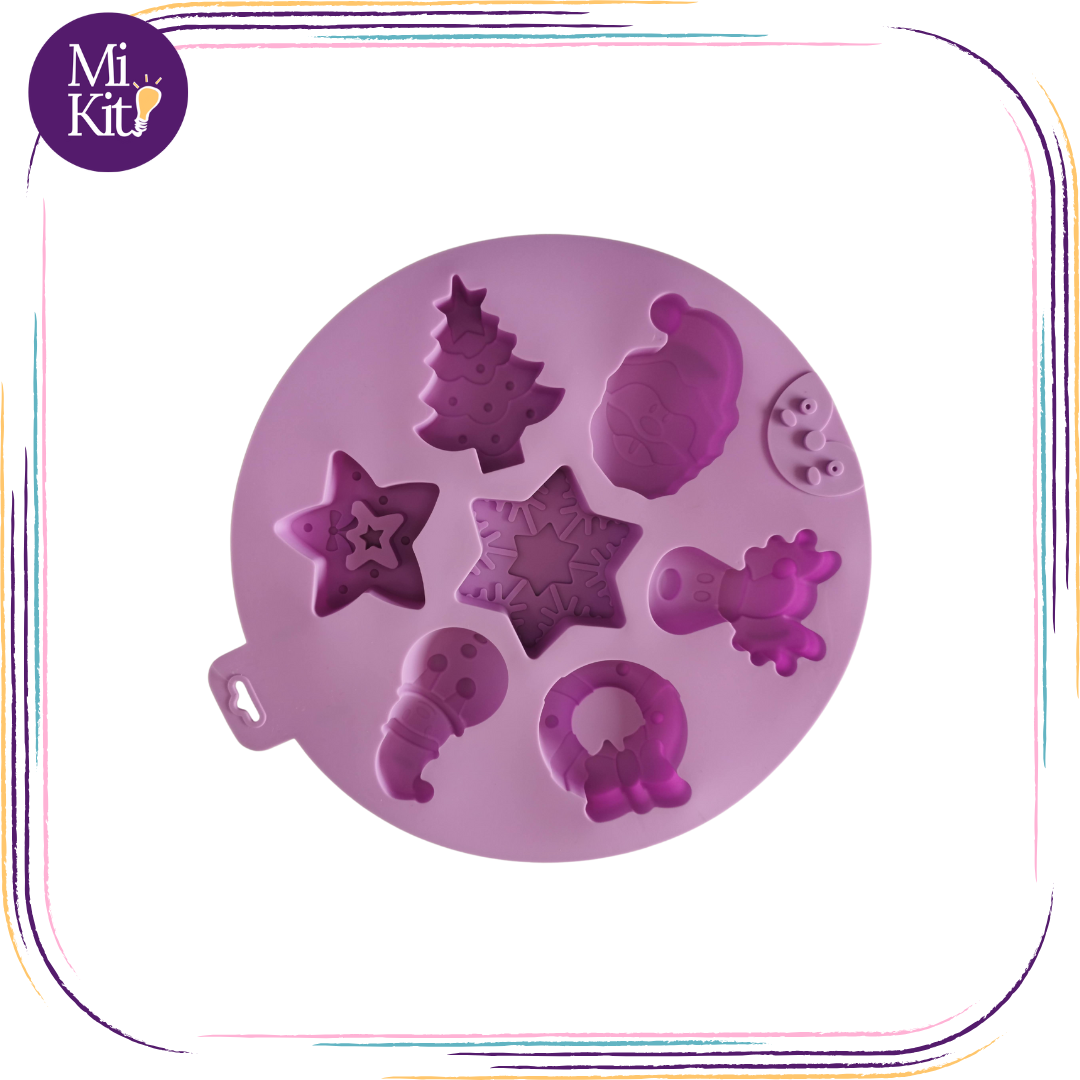 Molde de silicón navideño circular de figuras varias