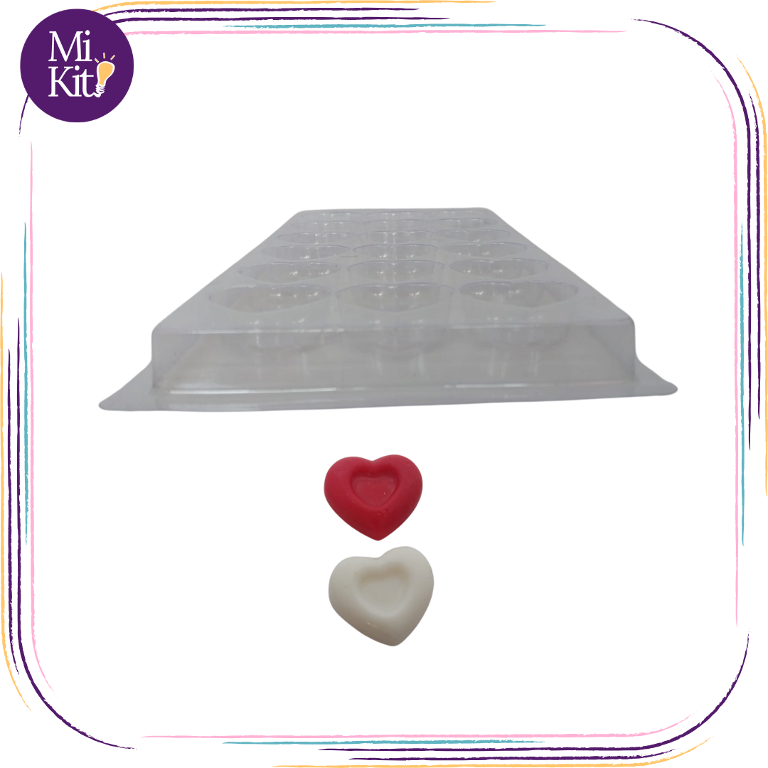Molde plástico transparente corazones