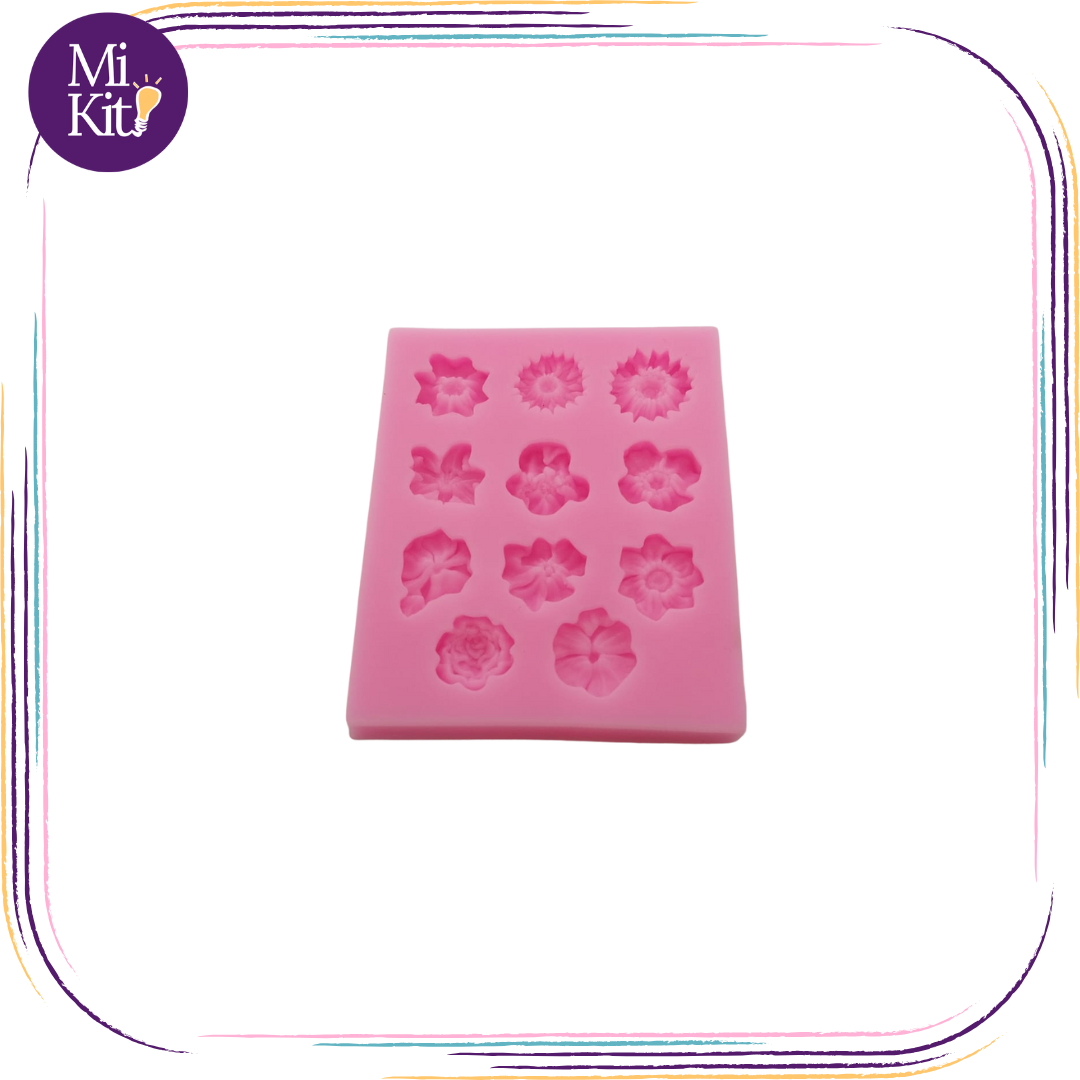 Molde de silicón 11 flores mini