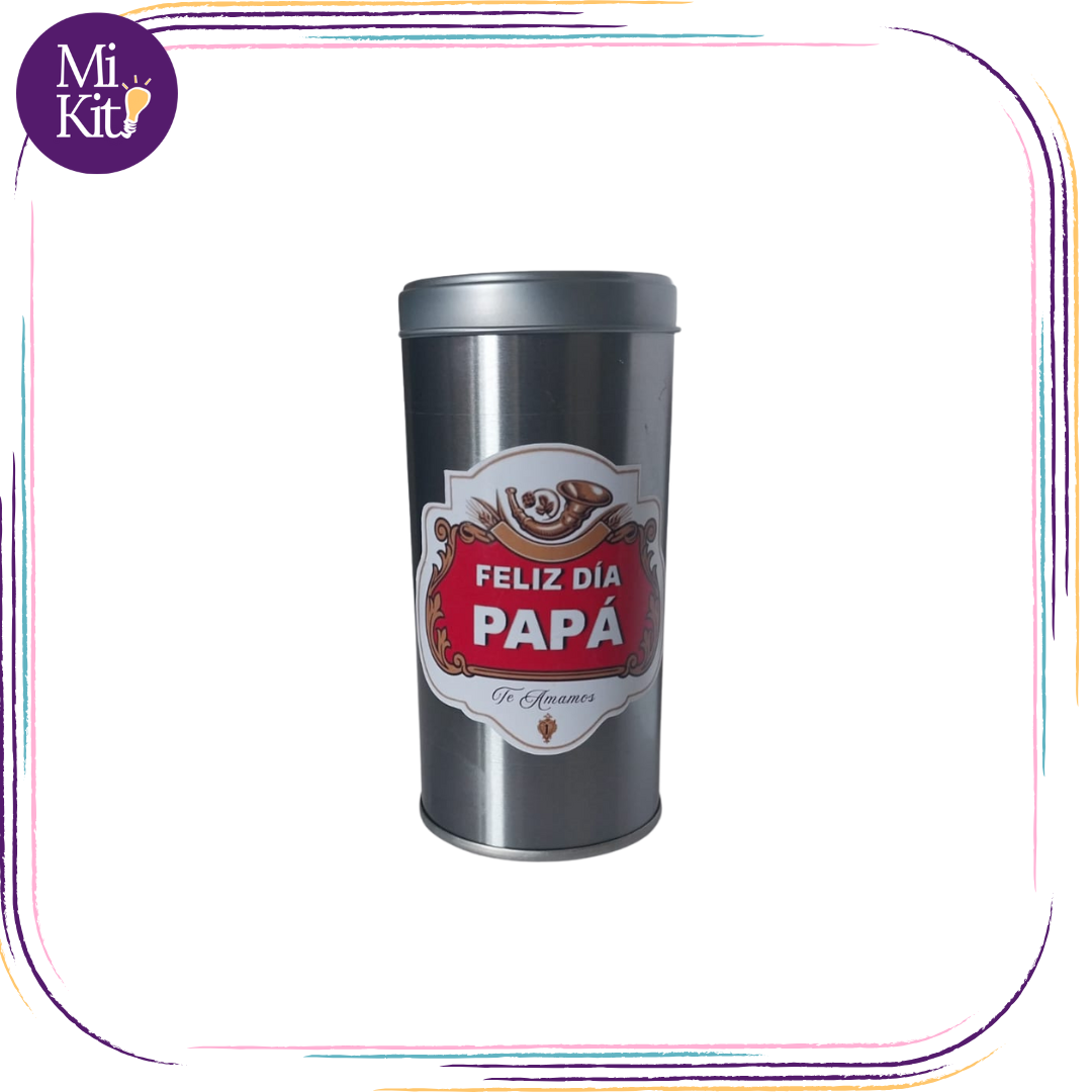 Recipiente metálico 15 oz. con tapadera Feliz día papá