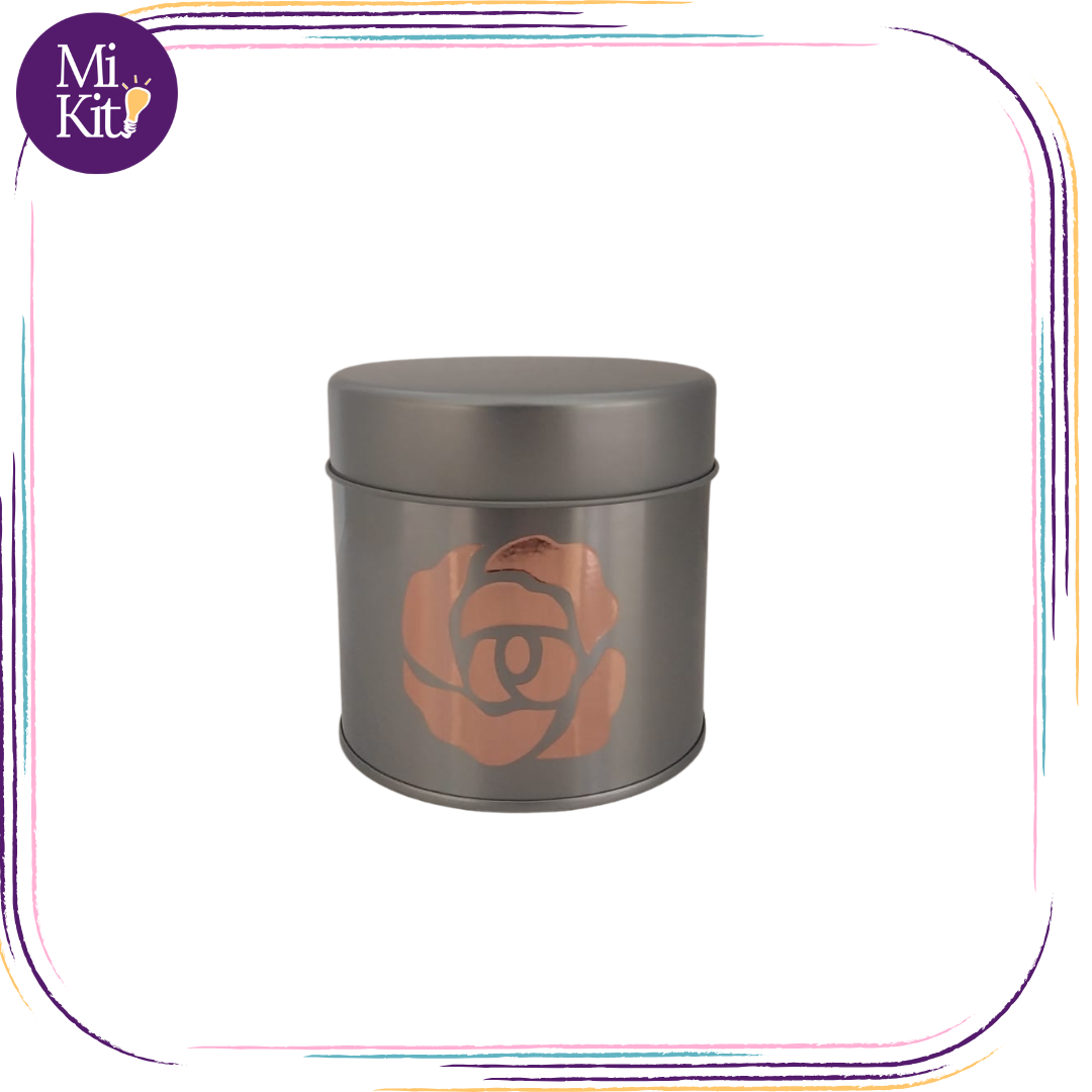 Recipiente metálico 22 oz. con tapadera rosa oro rosa