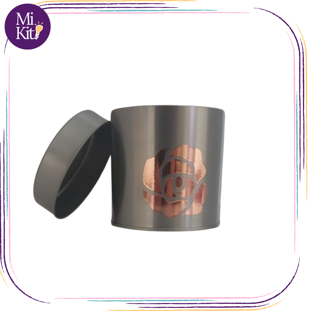 Recipiente metálico 22 oz. con tapadera rosa oro rosa