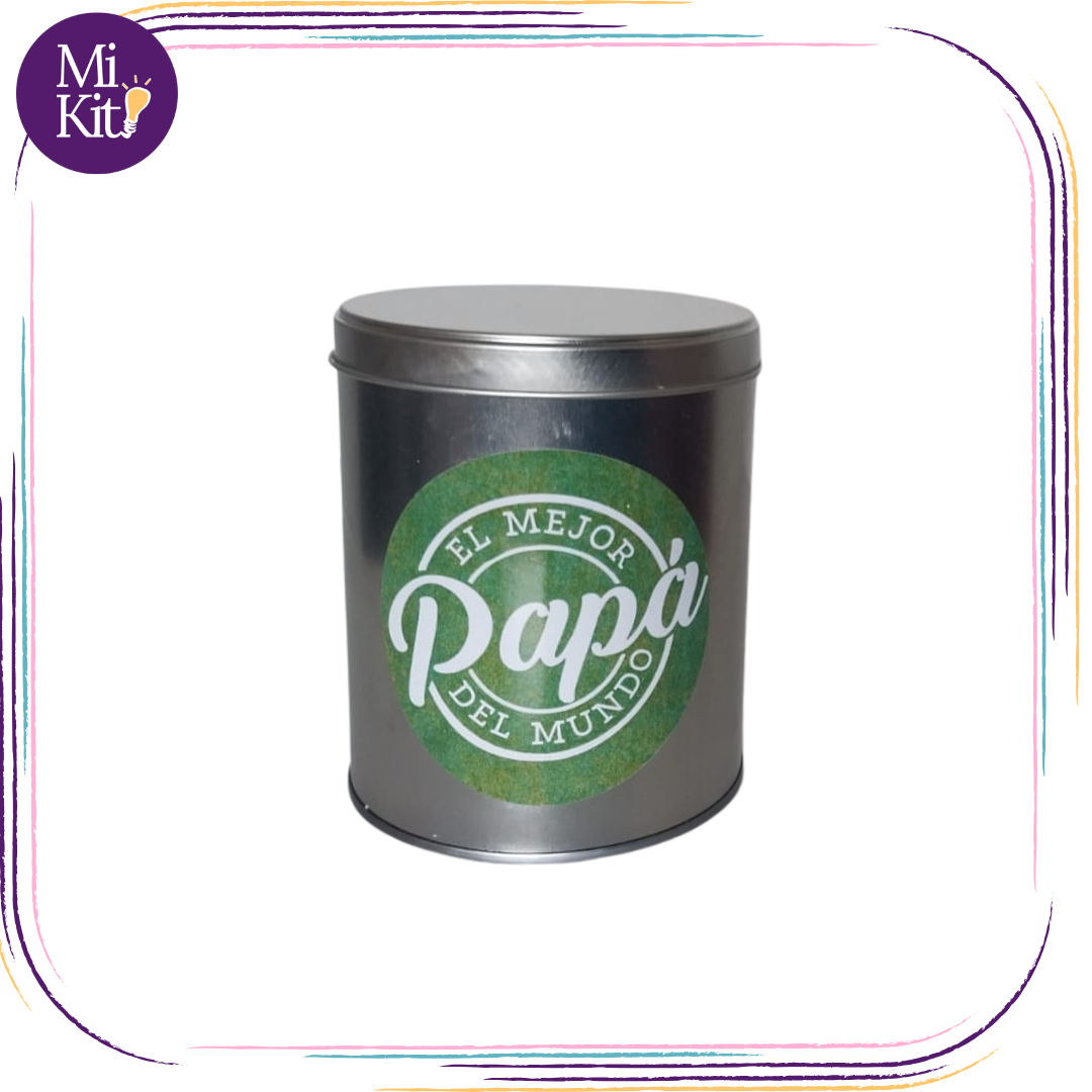 Recipiente metálico 29 oz. con tapadera El mejor papá del mundo.