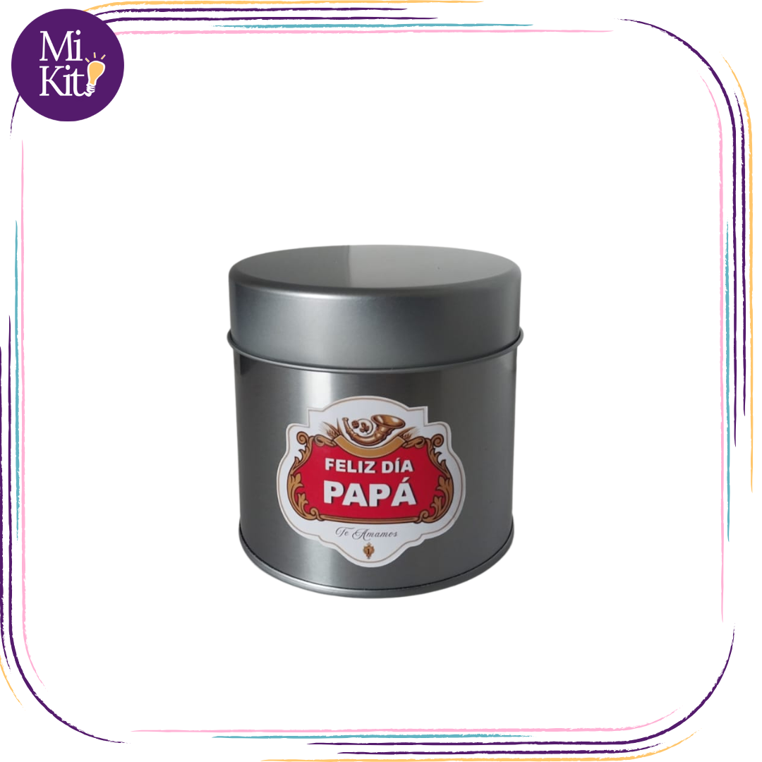 Recipiente metálico 22 oz. con tapadera Feliz día papá