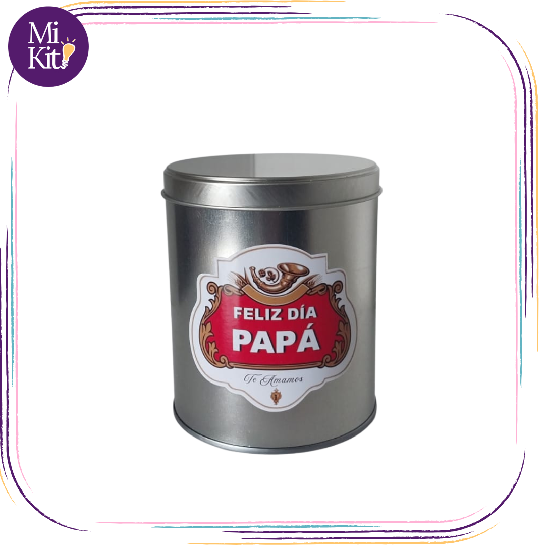 Recipiente metálico 29 oz. con tapadera Feliz día papá