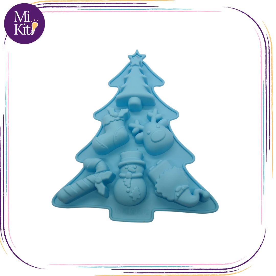 Molde de silicón en forma de pino navideño 6 figuras