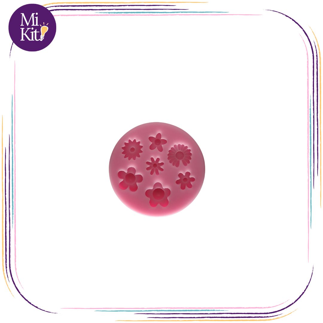Molde de silicón flores varias mini - 7 flores