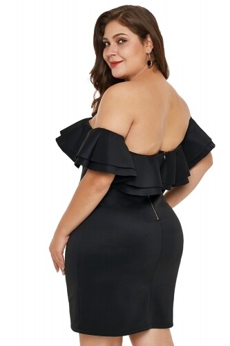 Layered Ruffle Off Shoulder Dress  ( Black or Royal Blue option available)