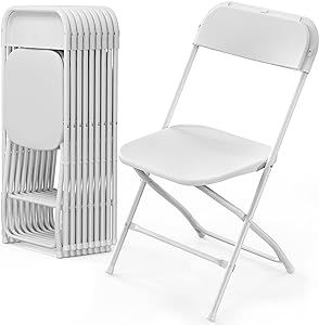 White plastic folding chairs