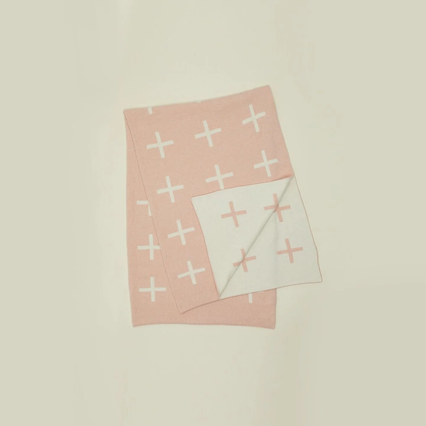 HNY Cross Knit Throw - Blush / Ivory