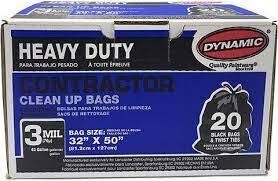 Dynamic 3mil Black Heavy Duty Trash Bags - 20 Pack