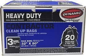 Dynamic 3mm Black Heavy Duty Trash Bags - 20 Pack