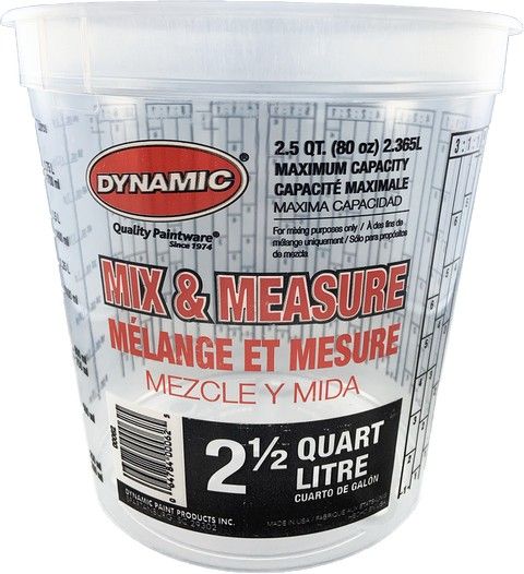 Dynamic Disposable Mix and Measure Cup with Lid - 2-1/2 Quart Size