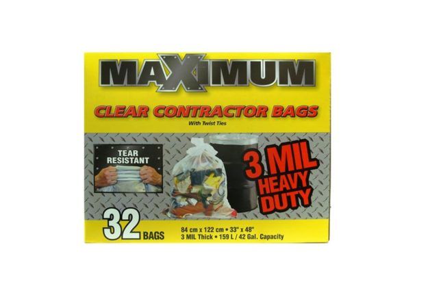 MaXimum 3mil Clear Heavy Duty Trash Bags - 32 Pack