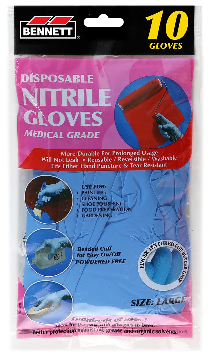 Bennett Nitrile Gloves - 10 Pack (Medical Grade)