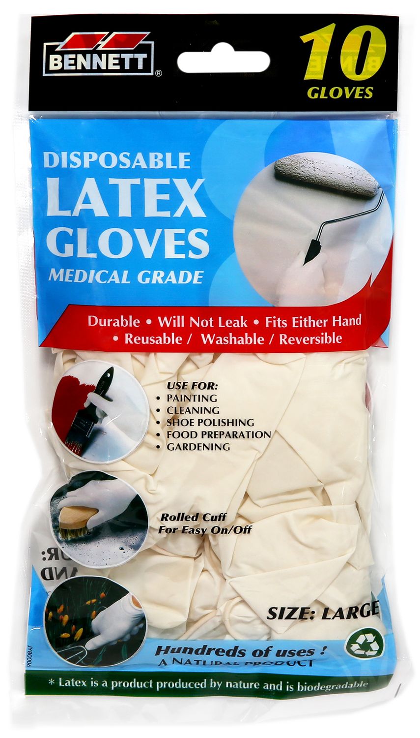 Bennett Latex Gloves - 10 Pack (Medical Grade)