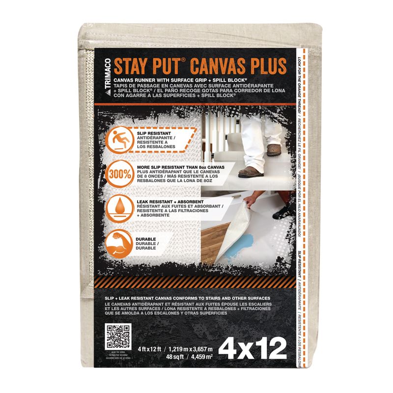 Trimaco Stay Put® Plus Slip Resistant Canvas Dropcloth - 4' x 12'