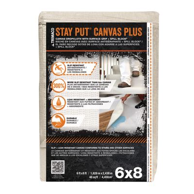 Trimaco Stay Put® Plus Slip Resistant Canvas Dropcloth - 6' x 8'