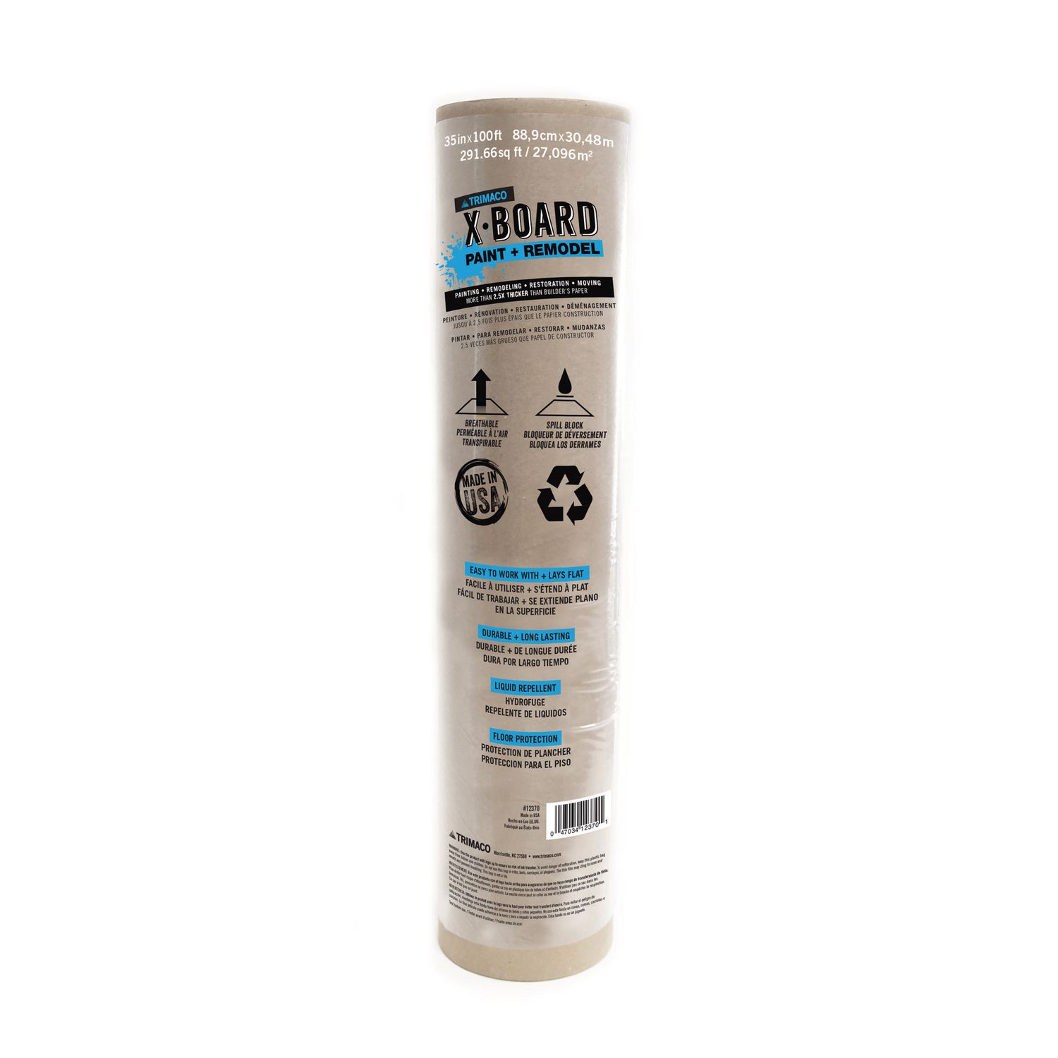 Trimaco X•Board® Paint + Remodel Lightweight Breathable Surface Protector - 35" x 100'