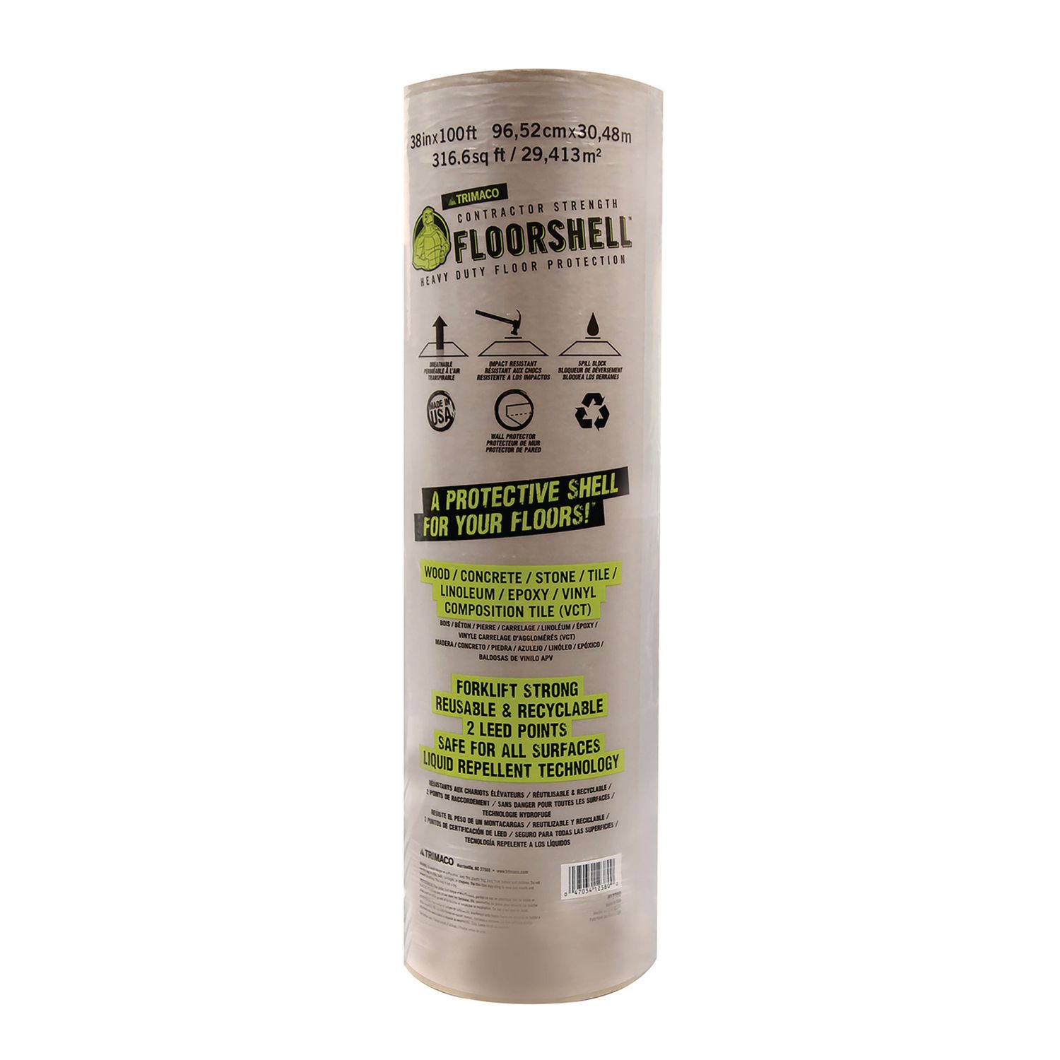 Trimaco FloorShell® Heavy Duty Temporary Surface Protection - 38" x 100'