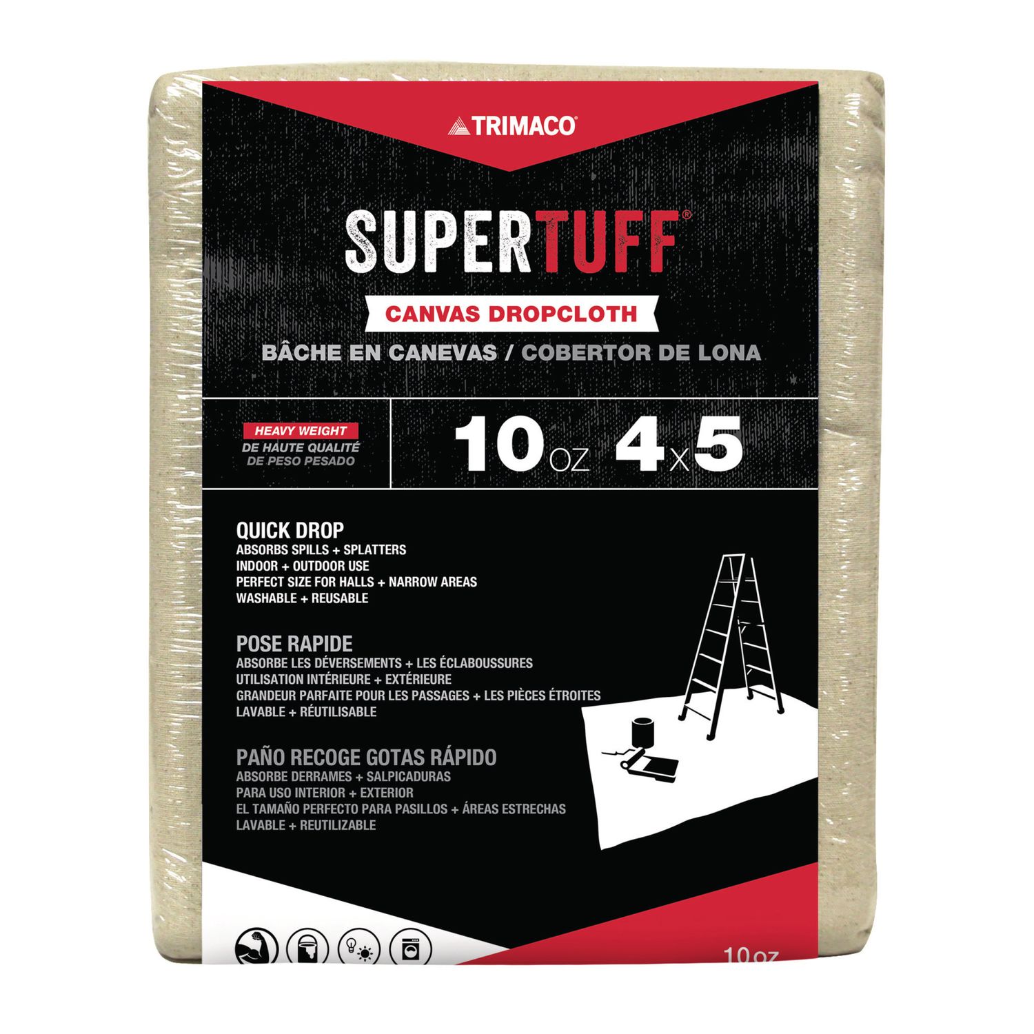 Trimaco SuperTuff® 10oz Canvas Drop Cloths - 4' x 12'