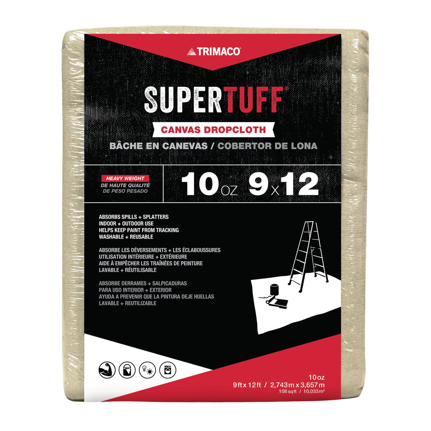 Trimaco SuperTuff® 10oz Canvas Drop Cloths - 9' x 12'