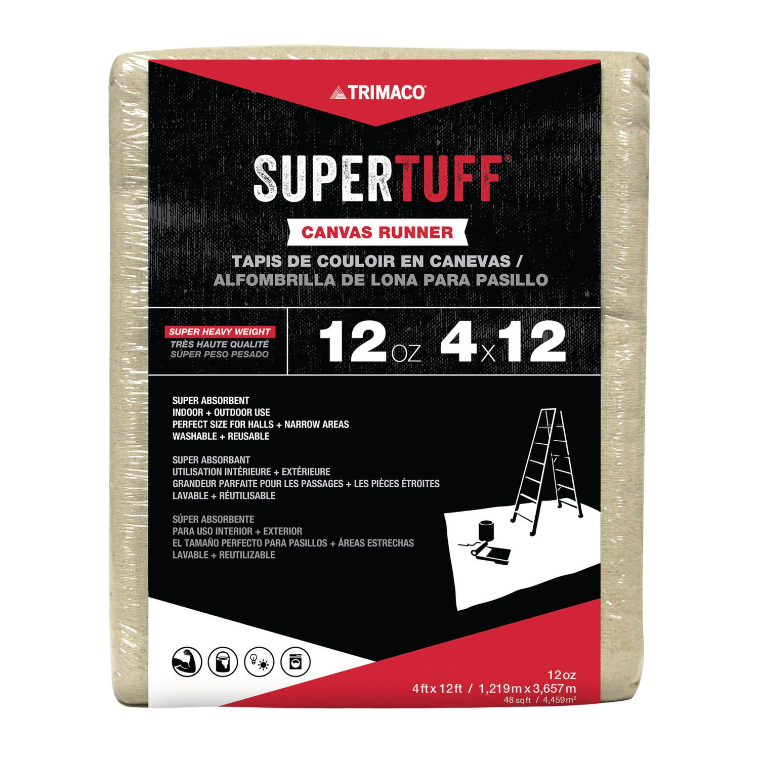 Trimaco SuperTuff® 12oz Canvas Drop Cloths - 4' x 12'