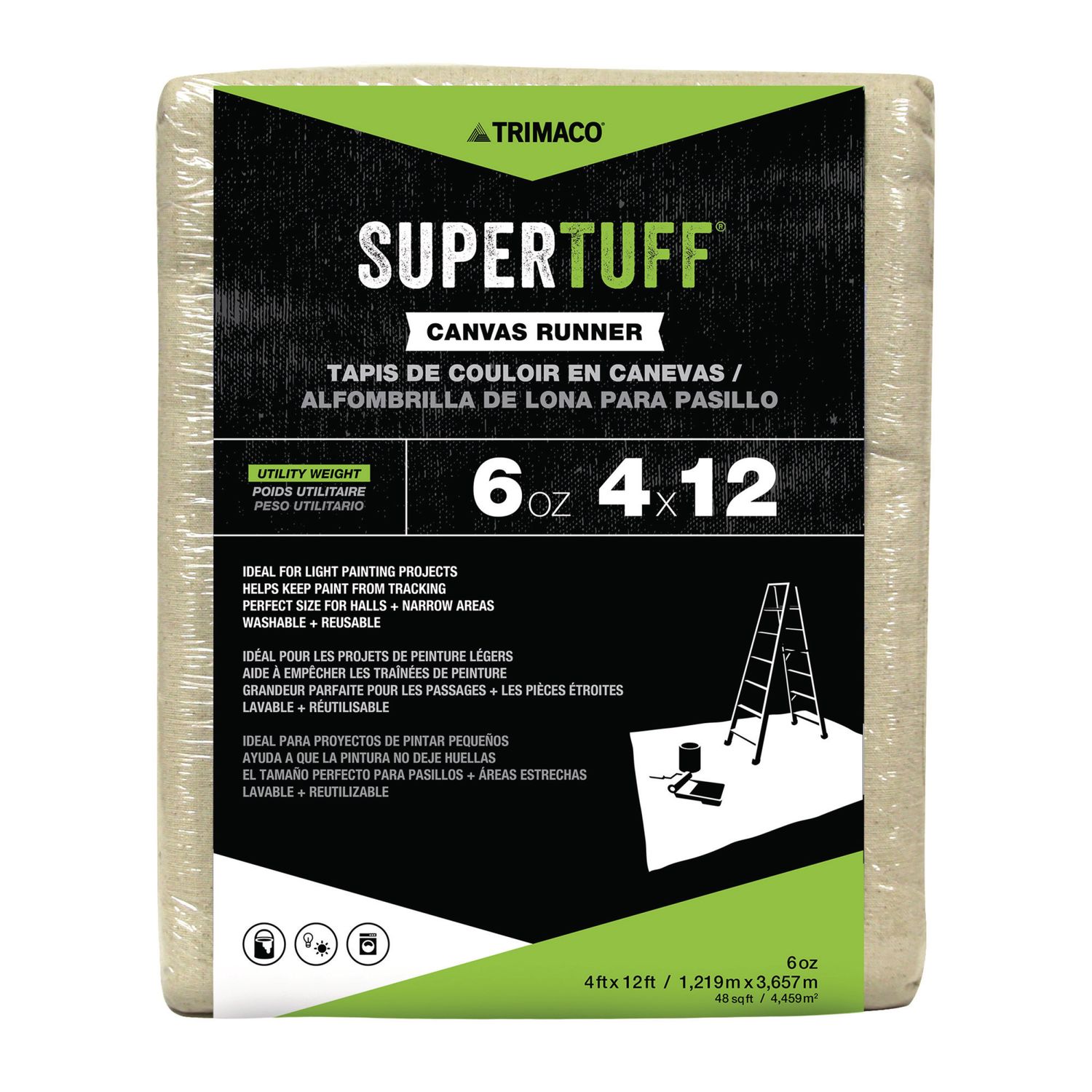 Trimaco SuperTuff® 6oz Canvas Drop Cloths - 4' x 12'