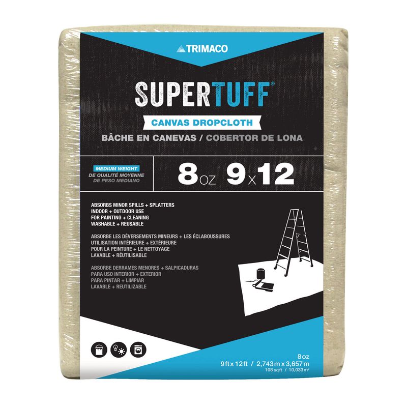 Trimaco SuperTuff® 8oz Canvas Drop Cloths - 9' x 12'