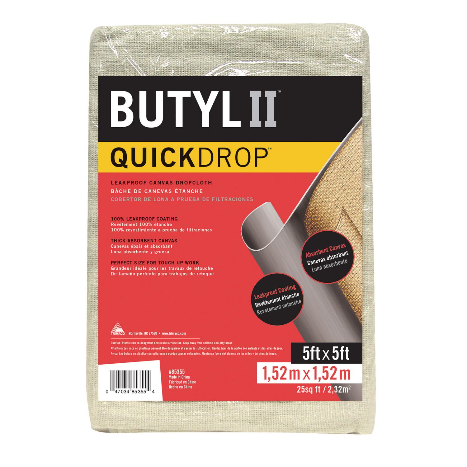 Trimaco Butyl II Canvas Dropcloth - 5' x 5'