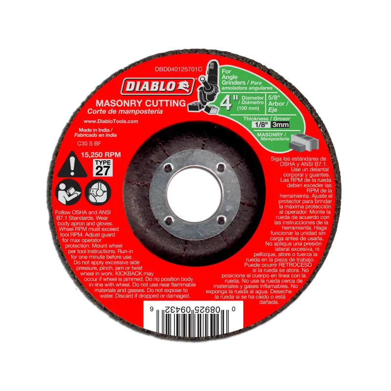 Diablo 4" Type 27 Masonry Cut-Off Disc