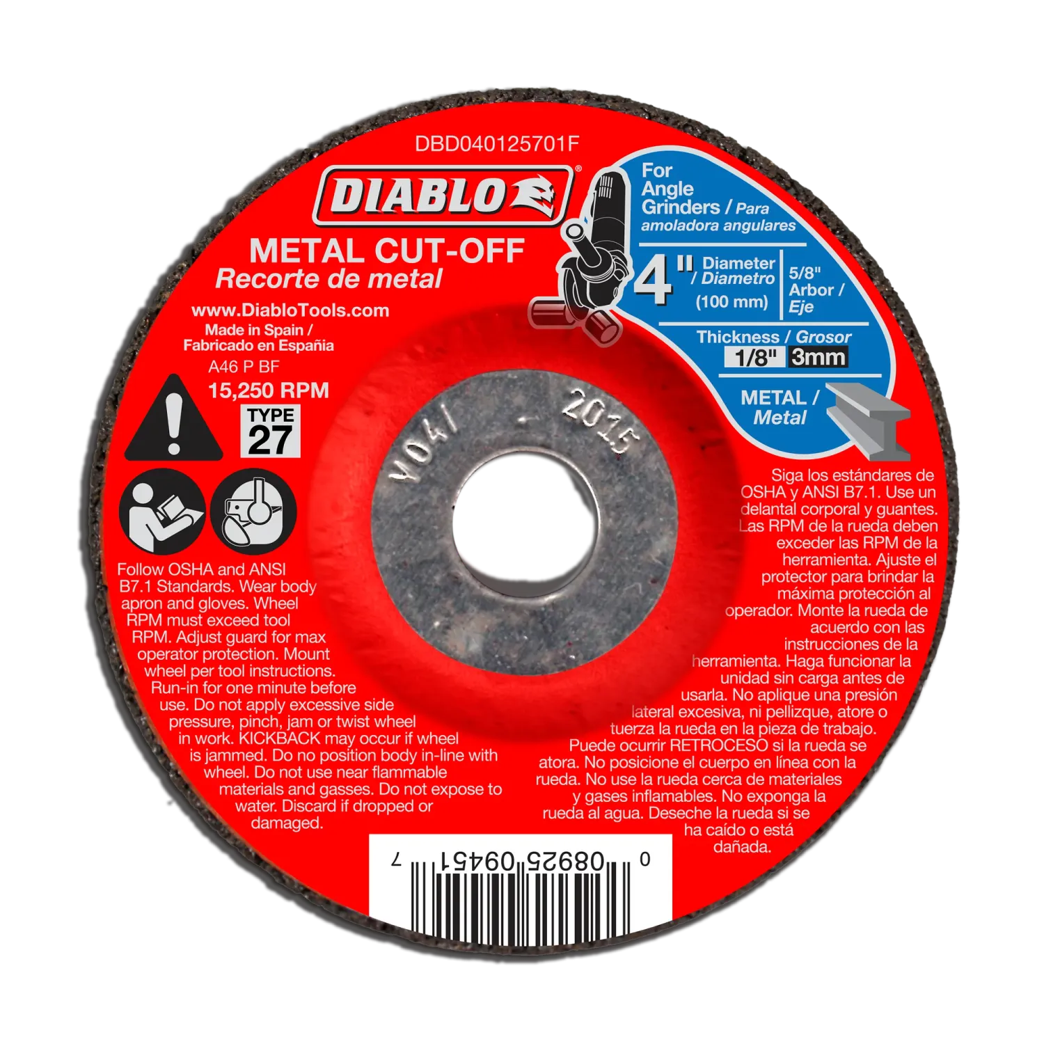 Diablo 4" Type 27 Metal Cut-Off Disc