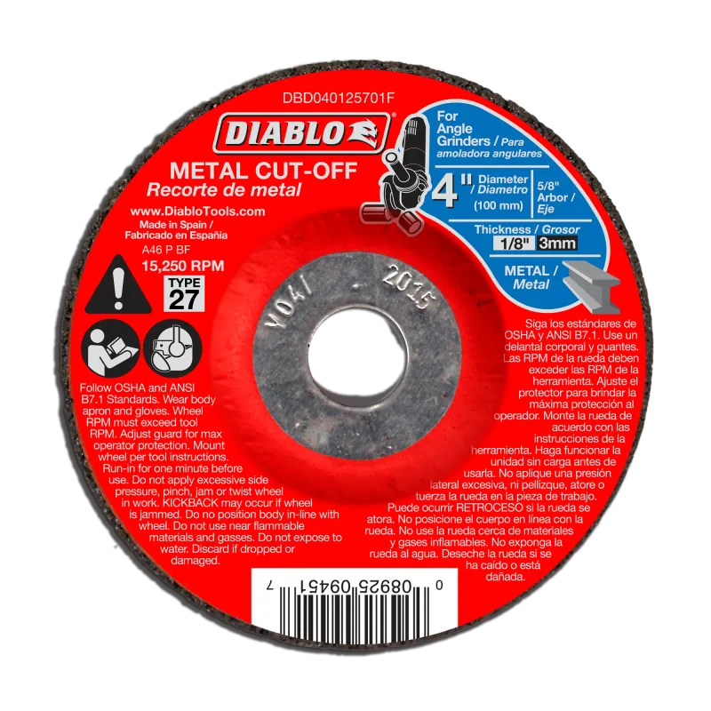 Diablo 4" Type 27 Metal Cut-Off Disc
