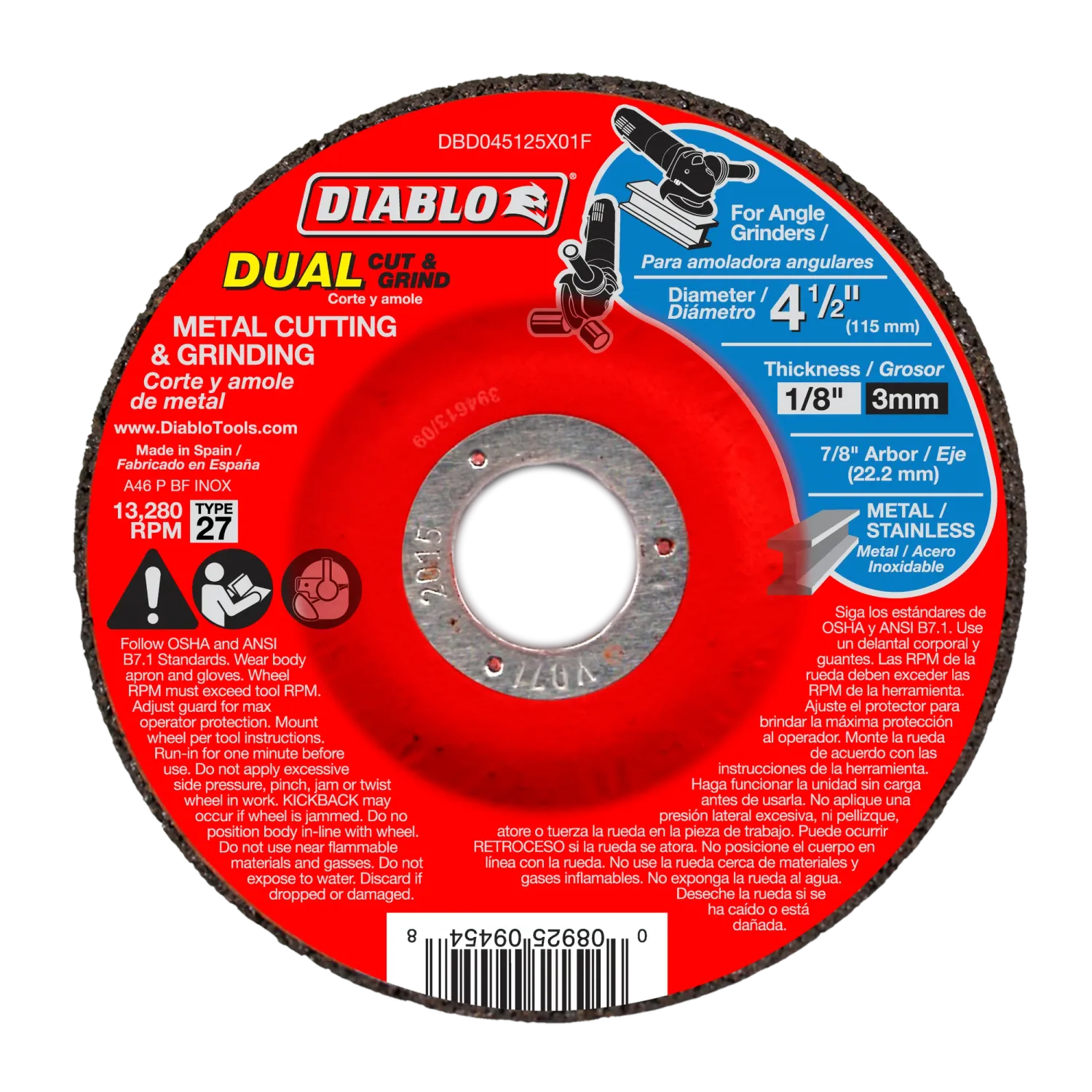 Diablo 4-1/2" Type 27 Metal Dual Cut and Grind Disc