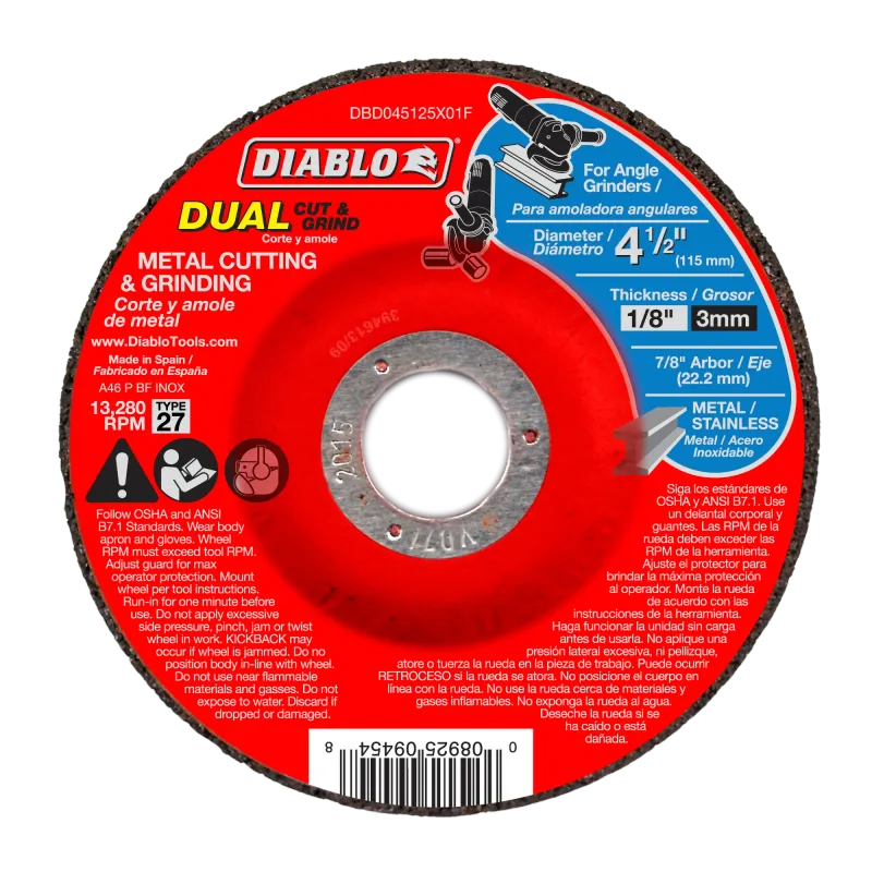 Diablo 4-1/2" Type 27 Metal Dual Cut and Grind Disc