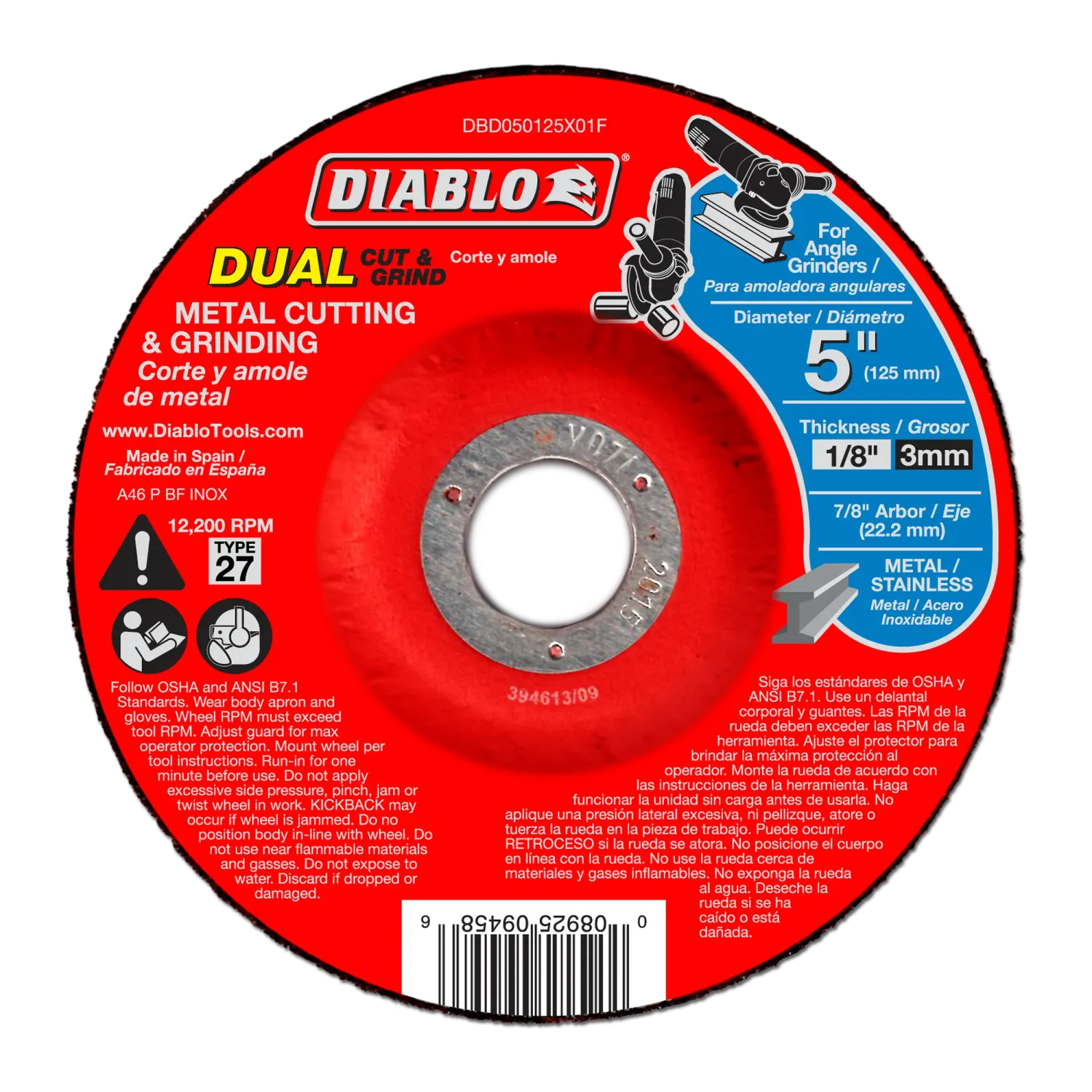 Diablo 5" Type 27 Metal Cut & Grind Disc
