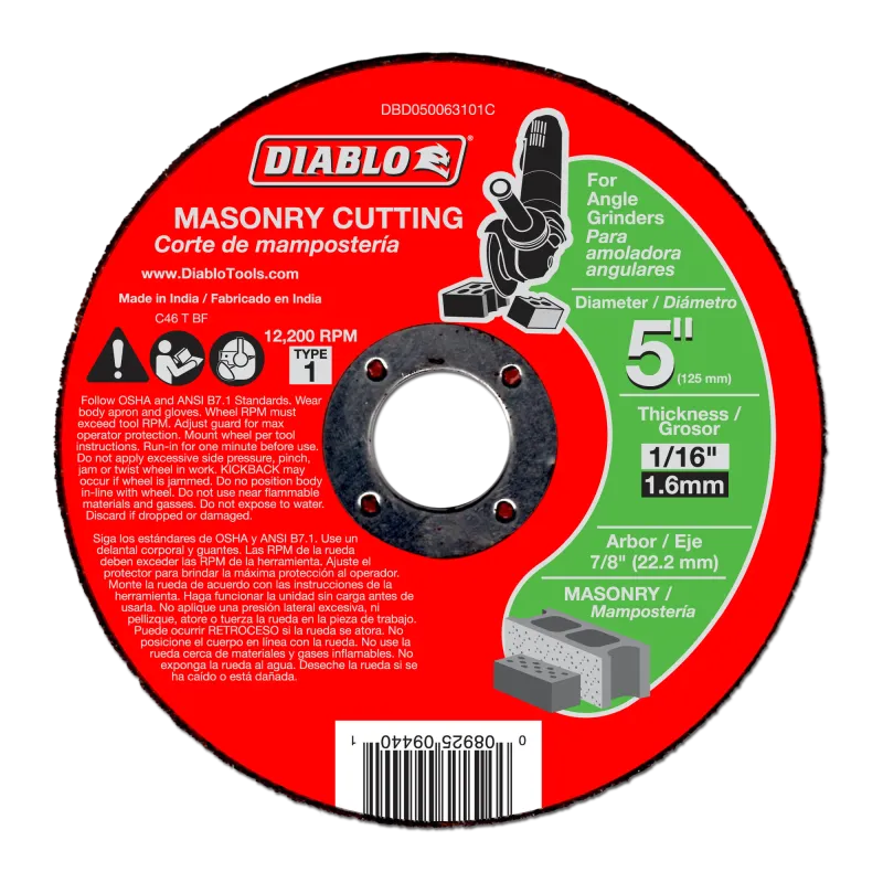 Diablo 5" x 1/16" x 7/8" Masonry Cut-Off Disc