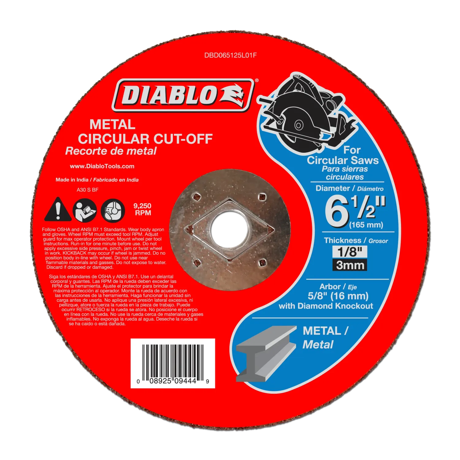Diablo 6-1/2" Metal Cut-Off Disc