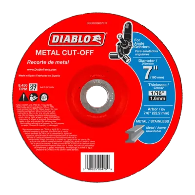 Diablo 7" Type 27 Metal Cut-Off Disc