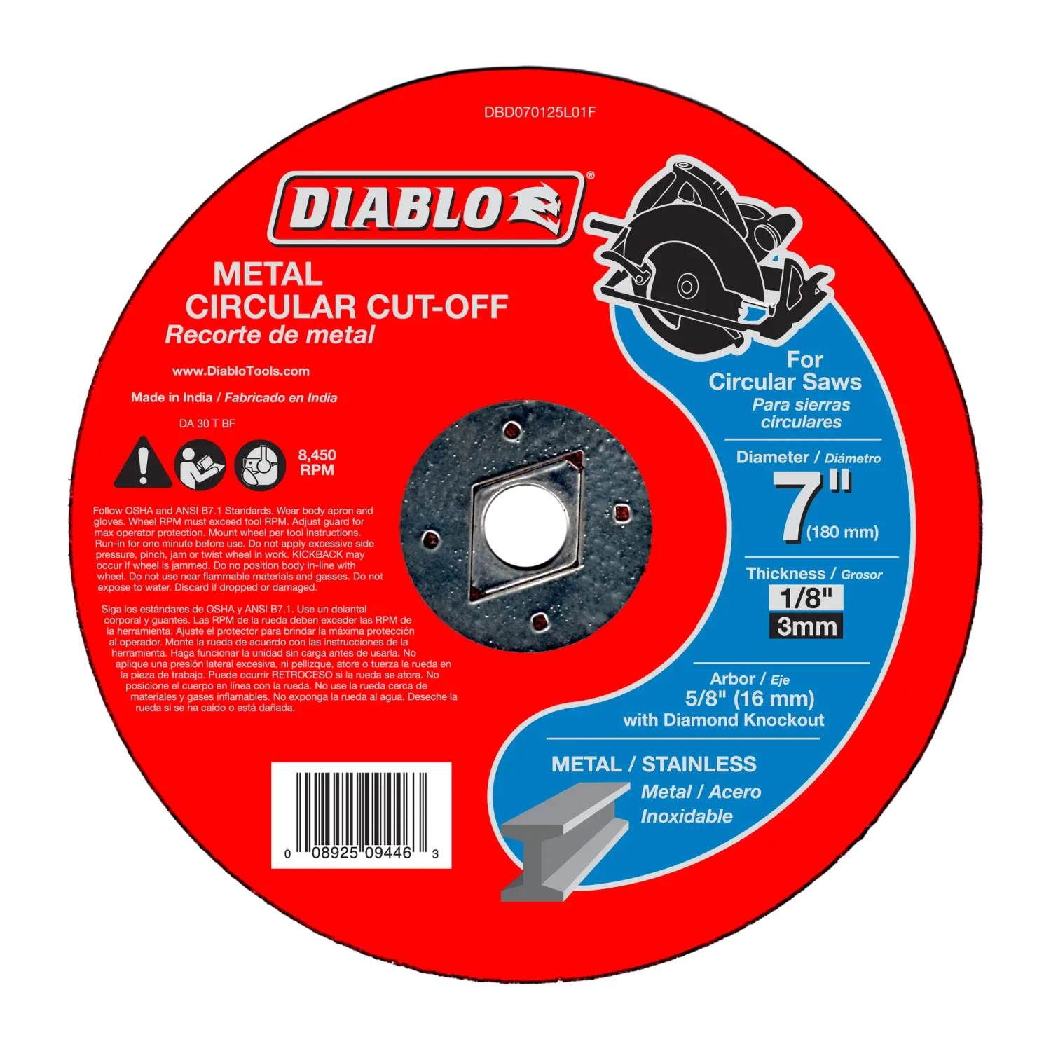 Diablo 7" Metal Circular Cut-Off Disc