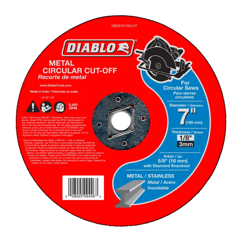 Diablo 7" Metal Circular Cut-Off Disc