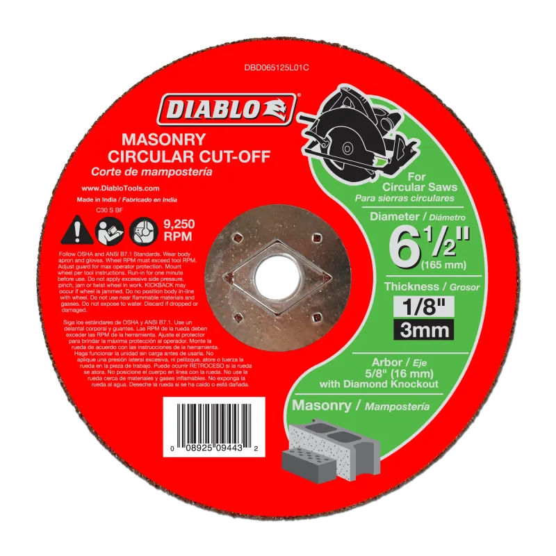 Diablo 6-1/2" Carbide Masonry Cut-Off Disc