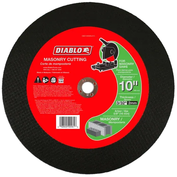 Diablo 10" x 3/32" x 5/8" Masonry Cut-Off Disc